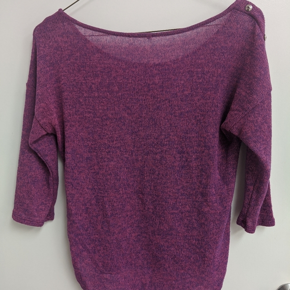 ❤️3/$25 EAGE Purple Boat neck Sweater - Picture 2 of 6